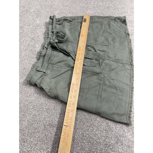 Coastal Gorpcore Cloth & Stone cargo Mini Skirt Sz M Linen Belted Tie Frayed Hem - Picture 9 of 12